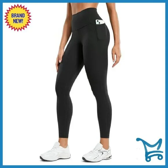 High Waisted Yoga Leggings with Pockets 25" Buttery Soft Gym Pants - Picture 2 of 6
